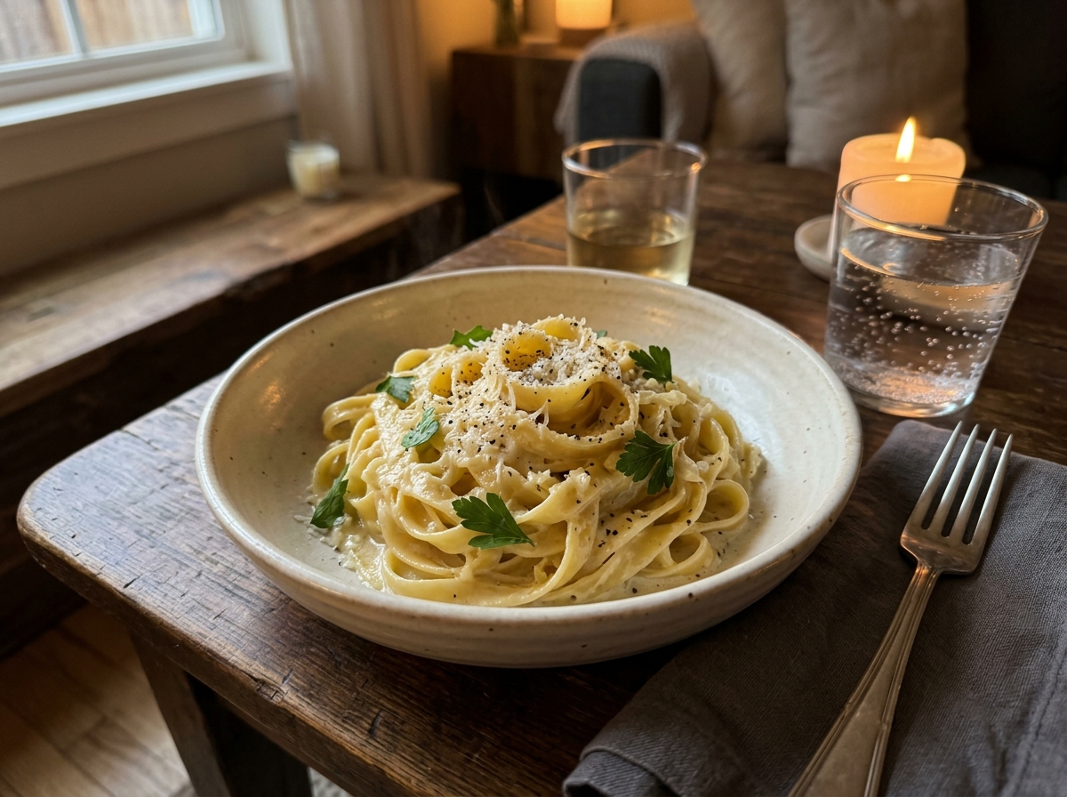 friday night dinner ideas: Creamy Garlic Butter Pasta