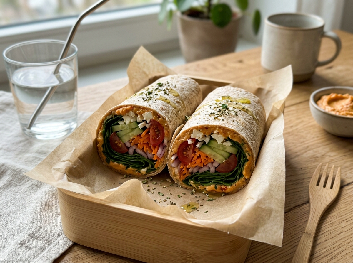 Mediterranean Veggie Hummus Wrap