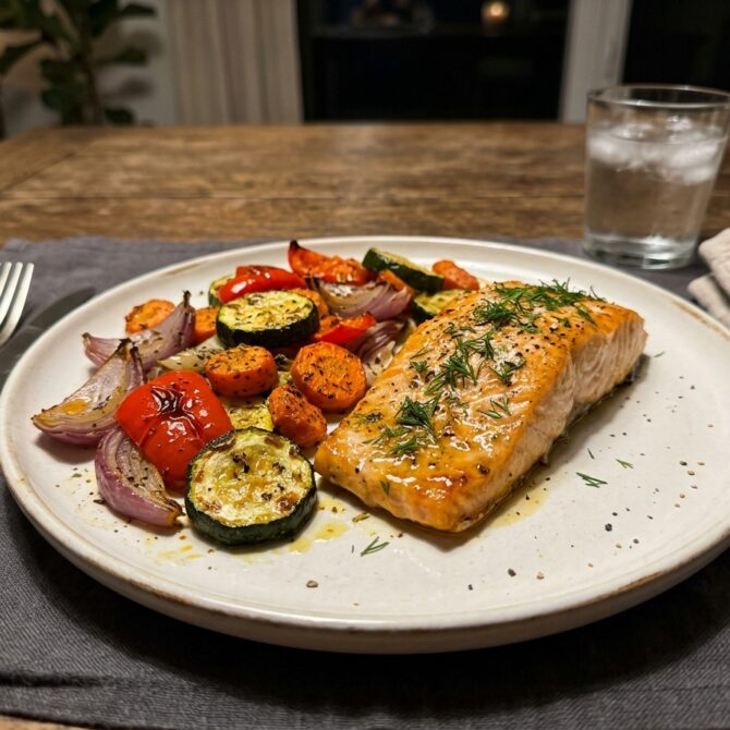 Friday Night Dinner Idea 3: Oven-Baked Salmon with Roasted Veggies