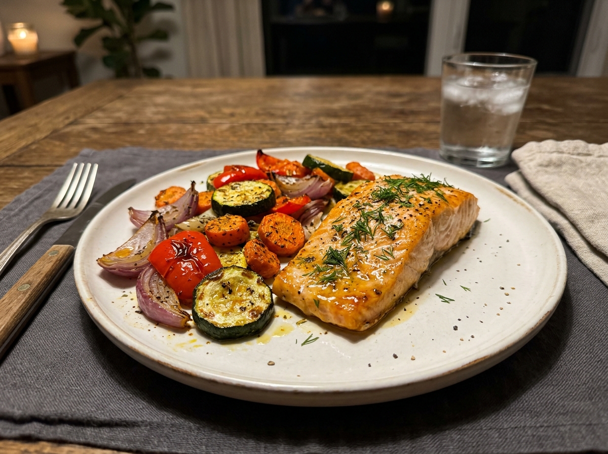 Friday Night Dinner Idea 3: Oven-Baked Salmon with Roasted Veggies