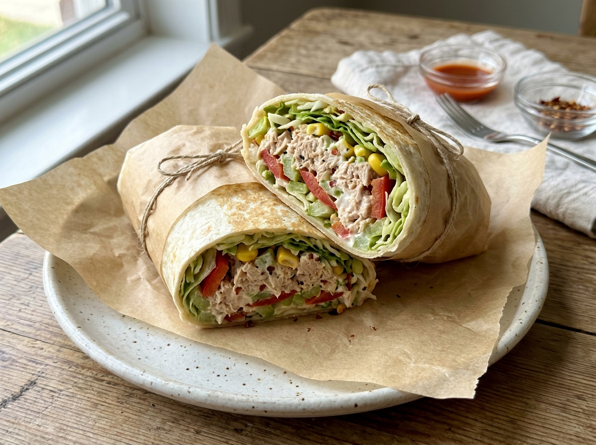 wrap recipes for lunch : Spicy Tuna Crunch Wrap