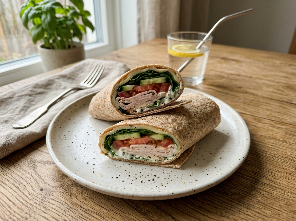 wrap recipes for lunch: Turkey & Cheese Classic Wrap (Healthy Twist)